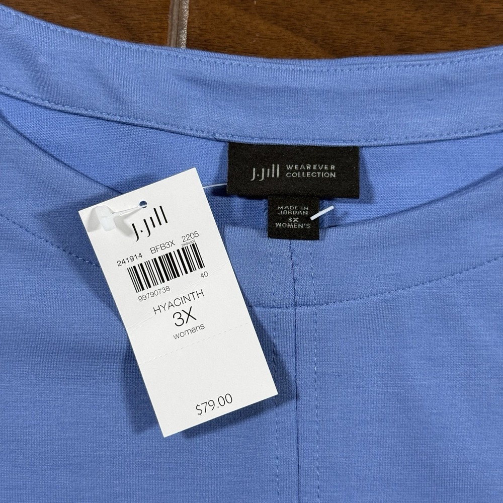 J. Jill Women's Plus Size 3X Blue‎ Hyacinth Seamed Jersey Tunic Top Cap Sleeve - Picture 5 of 7